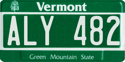 VT license plate ALY482