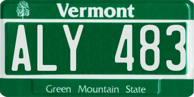 VT license plate ALY483