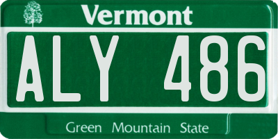 VT license plate ALY486