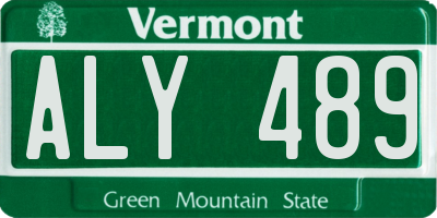 VT license plate ALY489