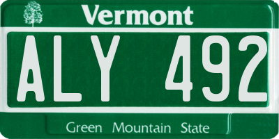 VT license plate ALY492