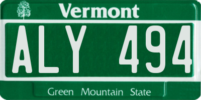 VT license plate ALY494