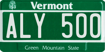 VT license plate ALY500