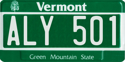 VT license plate ALY501