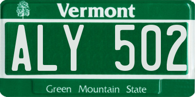 VT license plate ALY502