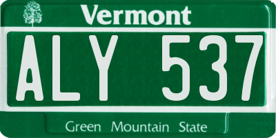 VT license plate ALY537