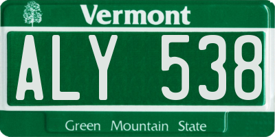 VT license plate ALY538