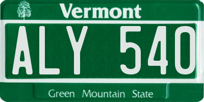 VT license plate ALY540