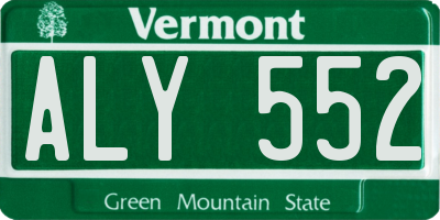 VT license plate ALY552