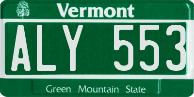 VT license plate ALY553