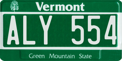 VT license plate ALY554