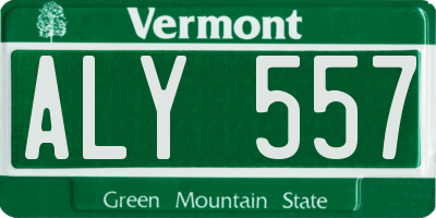 VT license plate ALY557