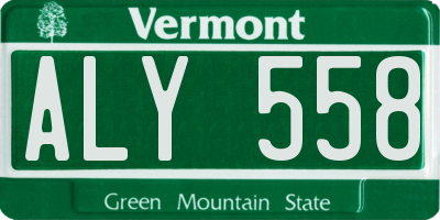 VT license plate ALY558