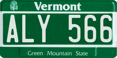 VT license plate ALY566