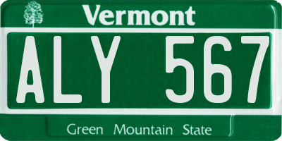 VT license plate ALY567