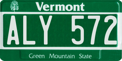 VT license plate ALY572