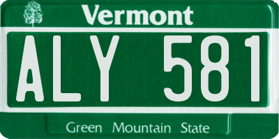 VT license plate ALY581