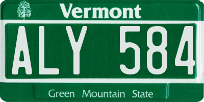 VT license plate ALY584