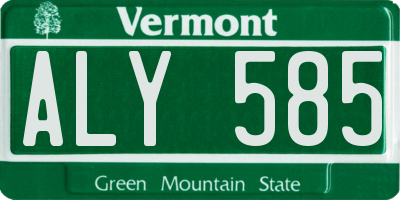VT license plate ALY585