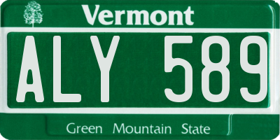 VT license plate ALY589