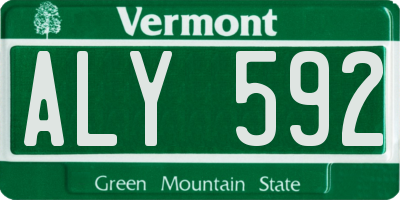 VT license plate ALY592