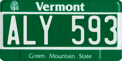 VT license plate ALY593