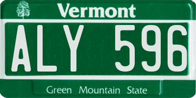 VT license plate ALY596