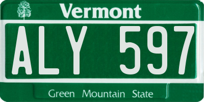 VT license plate ALY597
