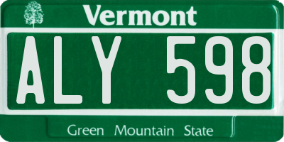 VT license plate ALY598