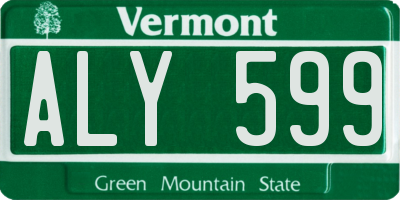 VT license plate ALY599