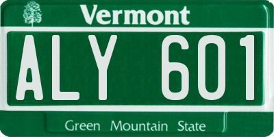 VT license plate ALY601