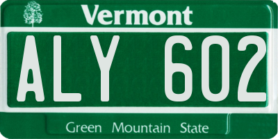 VT license plate ALY602