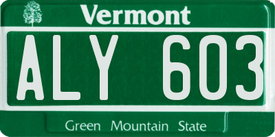 VT license plate ALY603