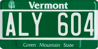 VT license plate ALY604