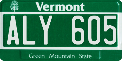 VT license plate ALY605