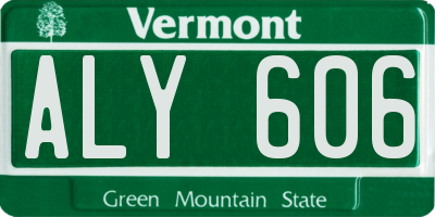 VT license plate ALY606