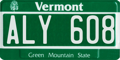 VT license plate ALY608