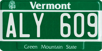 VT license plate ALY609