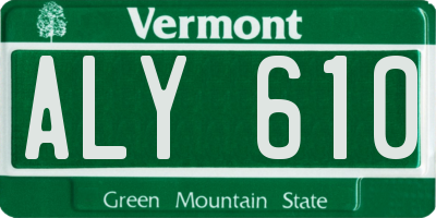 VT license plate ALY610