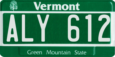 VT license plate ALY612