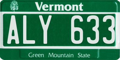 VT license plate ALY633