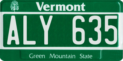 VT license plate ALY635