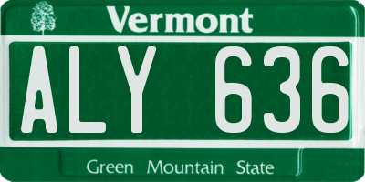 VT license plate ALY636