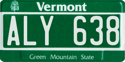 VT license plate ALY638