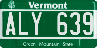 VT license plate ALY639
