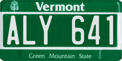 VT license plate ALY641