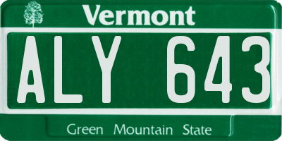VT license plate ALY643