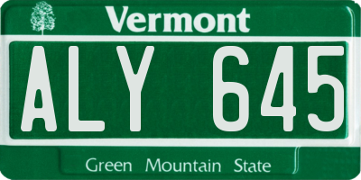 VT license plate ALY645