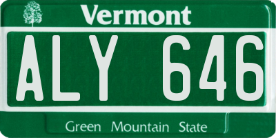 VT license plate ALY646