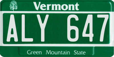 VT license plate ALY647